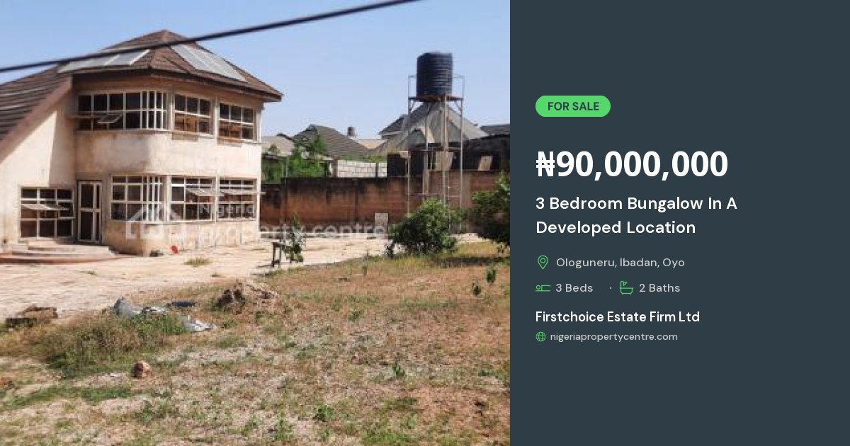 For Sale: 3 Bedroom Bungalow In A Developed Location, Olunde, Ologuneru ...