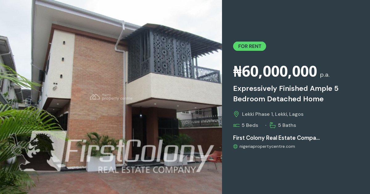 For Rent: Expressively Finished Ample 5 Bedroom Detached Home, Lekki ...