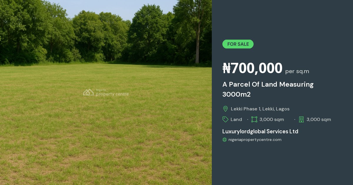 For Sale: A Parcel Of Land Measuring 3000m2, Lekki Phase 1, Lekki ...