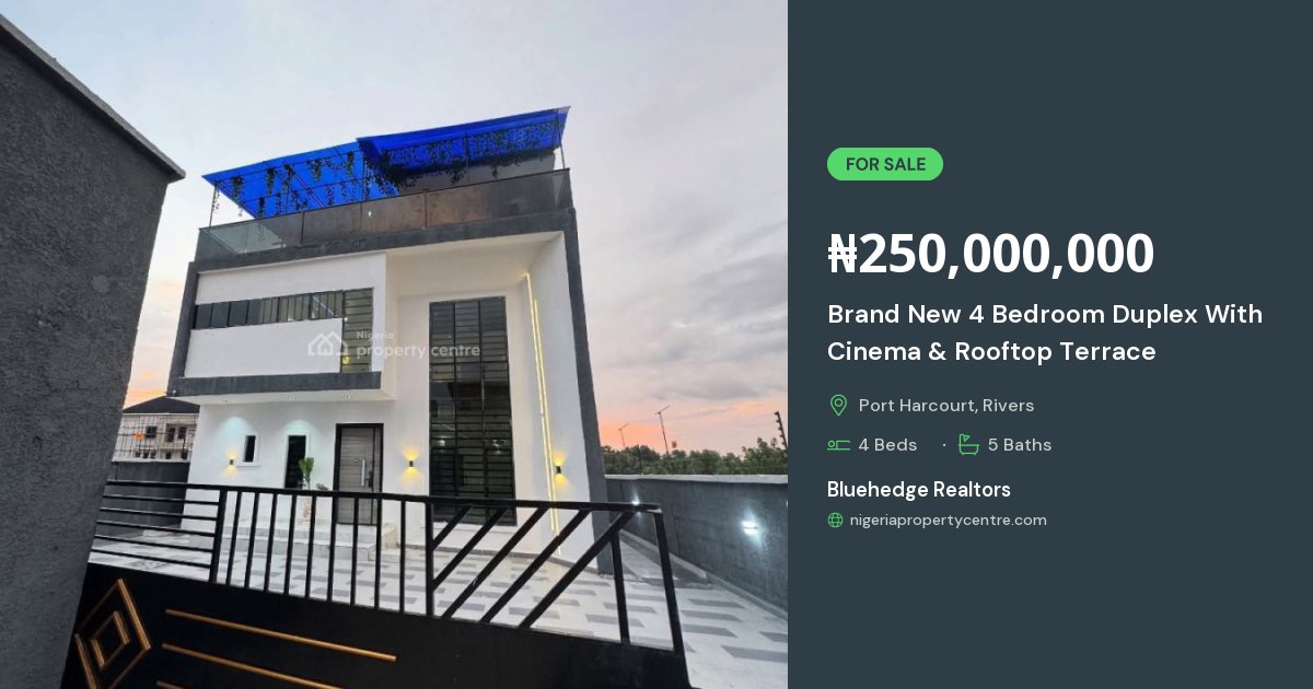 For Sale: Brand New 4 Bedroom Duplex With Cinema & Rooftop Terrace ...