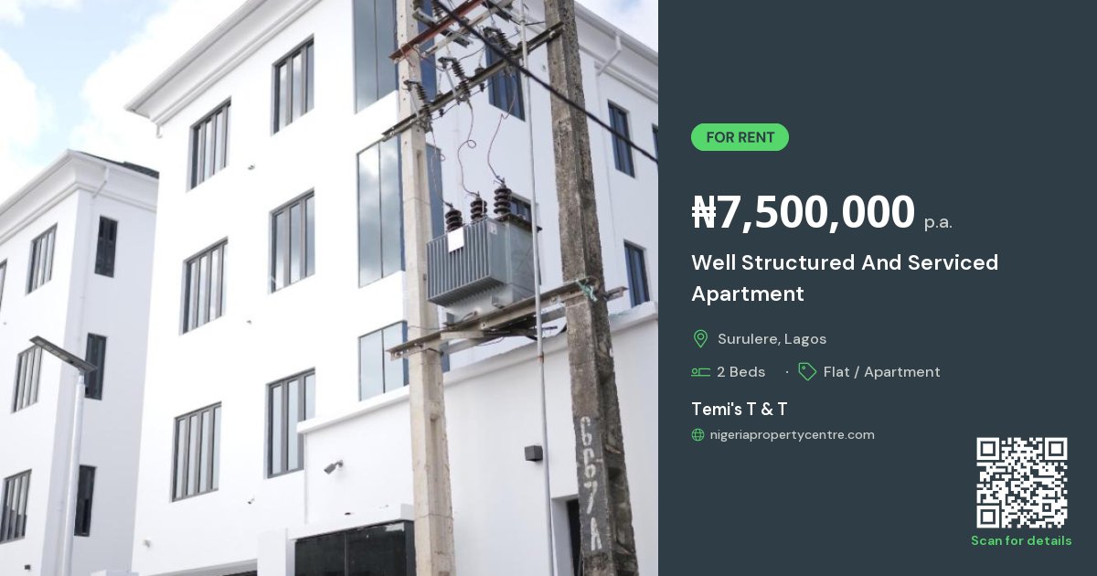 For Rent: Well Structured And Serviced Apartment, Surulere, Lagos | 2 ...