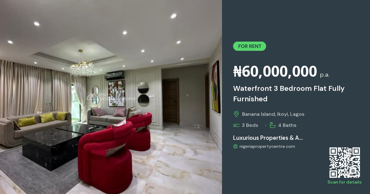 For Rent: Waterfront 3 Bedroom Flat Fully Furnished, Banana Island ...