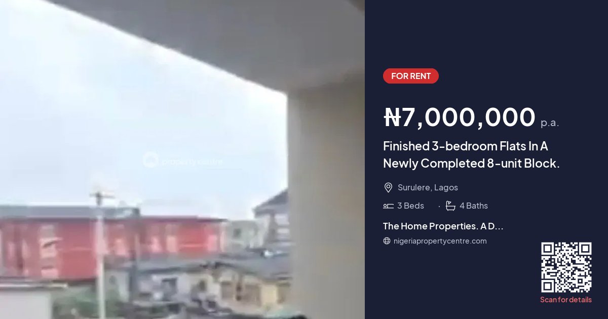 Parcel Unit For Rent: Finished 3-bedroom Flats In A Newly Completed 8-unit Block ...