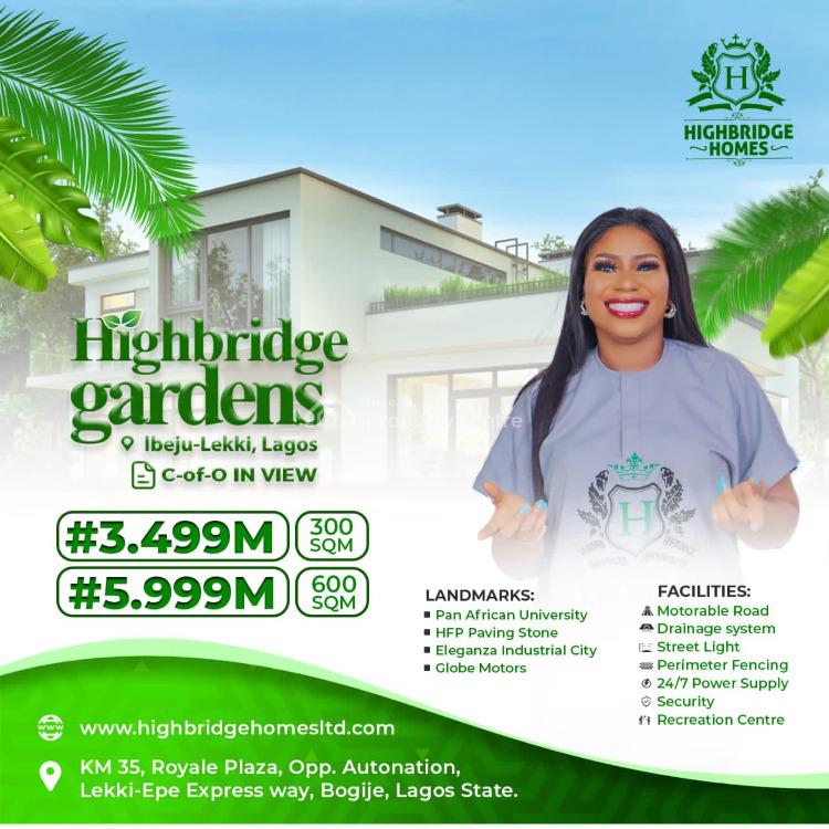 For Sale Highbridge Gardens Estate, 5 Minutes From The Pan African University., Ibeju Lekki