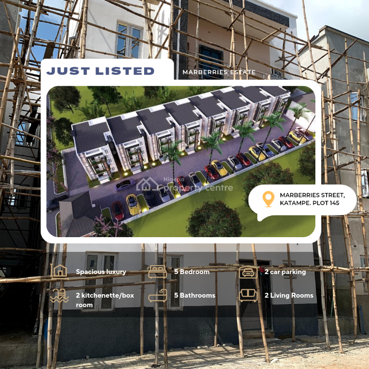 Luxurious 5 Bedroom Smart Home Terrace Duplex in a Serene Estate., Plot 145, Marberries Street, Marberries Estate, Katampe, Abuja, Terraced Duplex for Sale