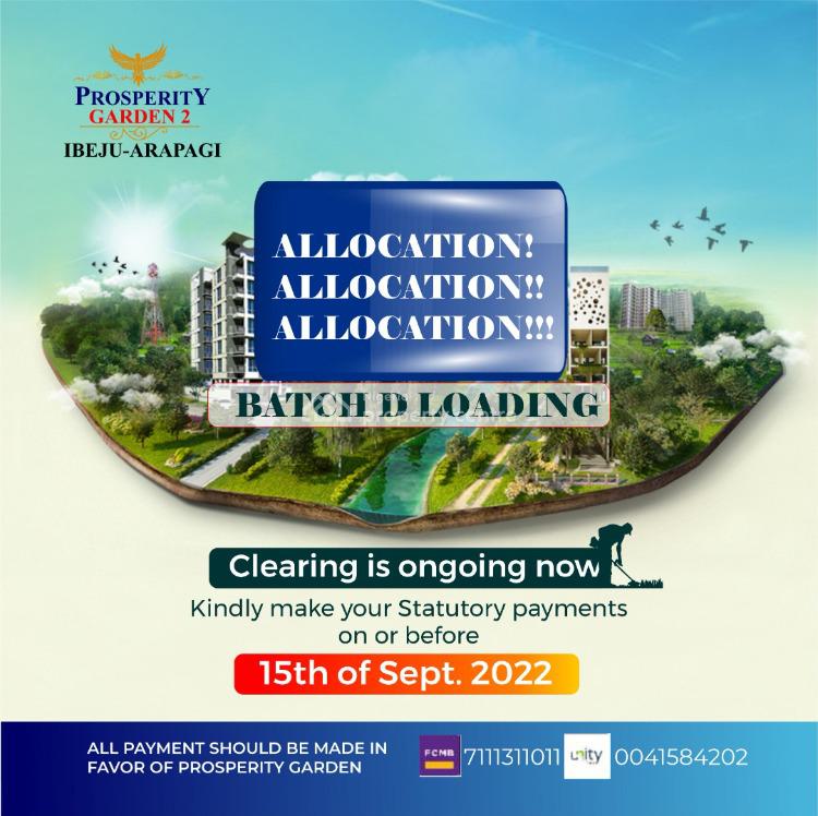 For Sale Prosperity Garden Phase 2, Ogunnusi/arapagi Village, Oloko