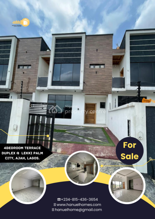 For Sale 4 Bedroom Terrace Duplex, Palm City, Ajah, Lagos 4 Beds, 4