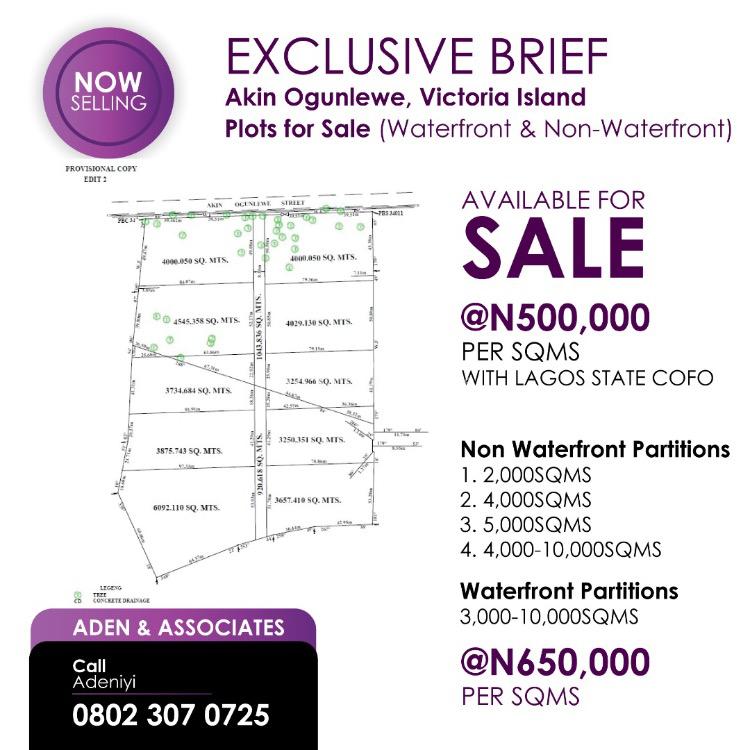 For Sale Waterfront And Non Waterfront Land, Victoria Island (VI