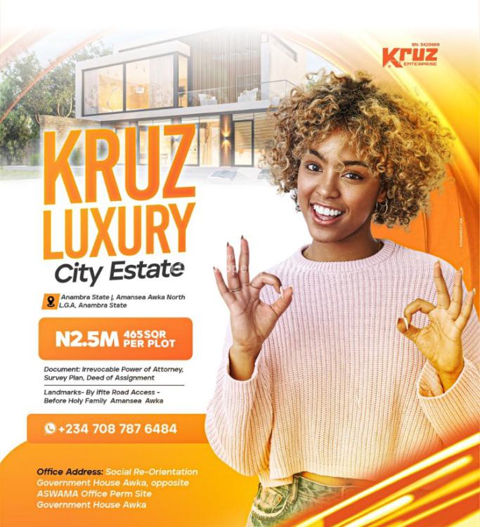 The Top Best and Fast Developing Estate, Kruz Luxury City Estate, Amansea, Awka, Anambra, Residential Land for Sale