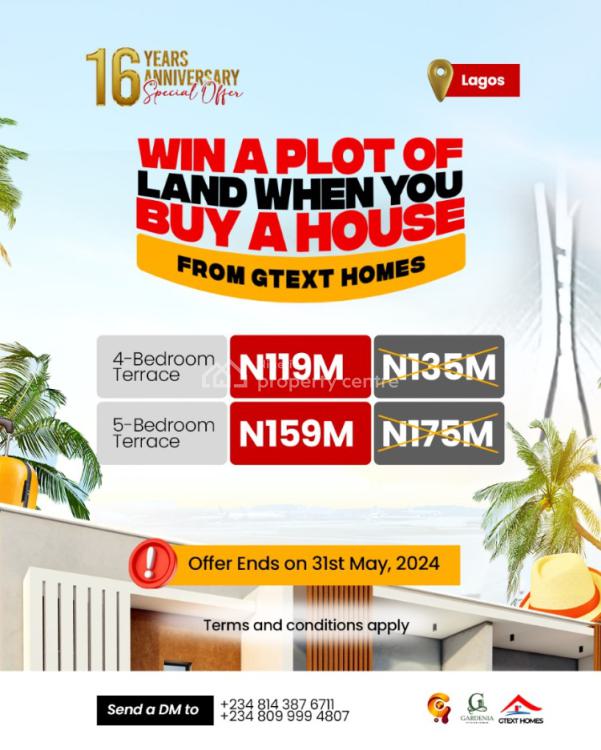 4 Bedrooms Terraced Duplex with 12 Months Payment Plan, Jasper Gardenia Green and Smart City, Dangote Refinery, Ibeju Lekki, Lagos, Terraced Duplex for Sale