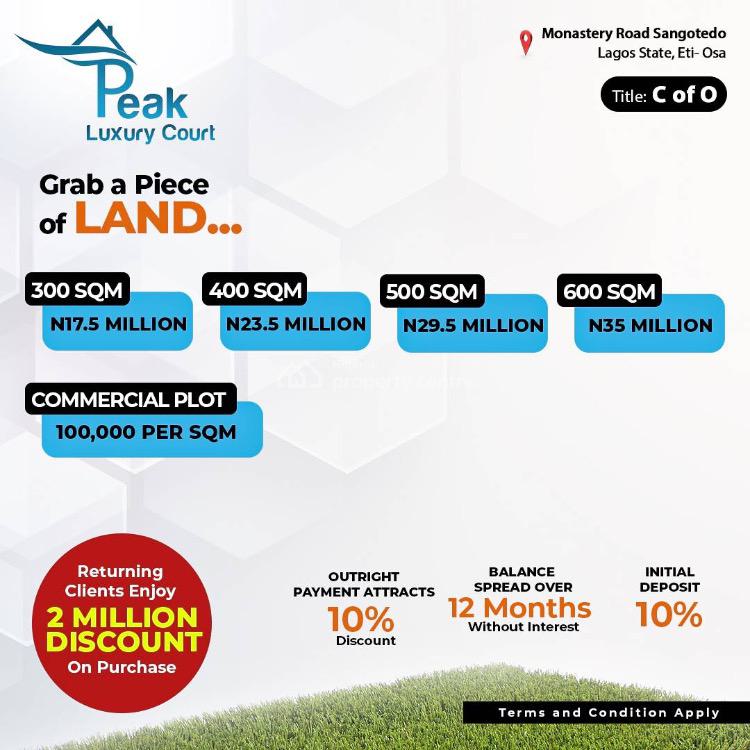 Peak Luxury Court Behind The Biggest Shoprite Instant Allocation, Sangotedo, Ajah, Lagos, Land for Sale
