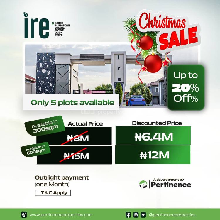 Land with C of O, Ire Estate, Inside Bluestone Garden City, Mowe Ofada, Ogun, Mixed-use Land for Sale