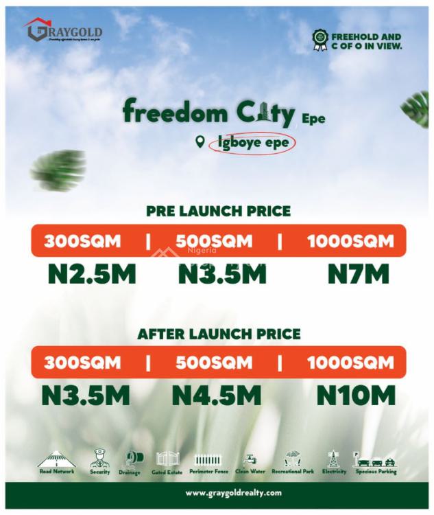 300sqm Dry Land with Freehold and C of O in View, Freedom City, Igboye, Epe, Lekki Expressway, Lekki, Lagos, Residential Land for Sale