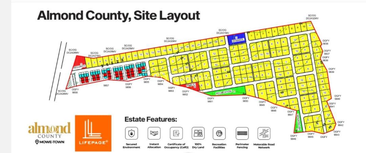 Serviced Plots, Arigbawonwo Road, Mowe Town, Ogun, Residential Land for Sale