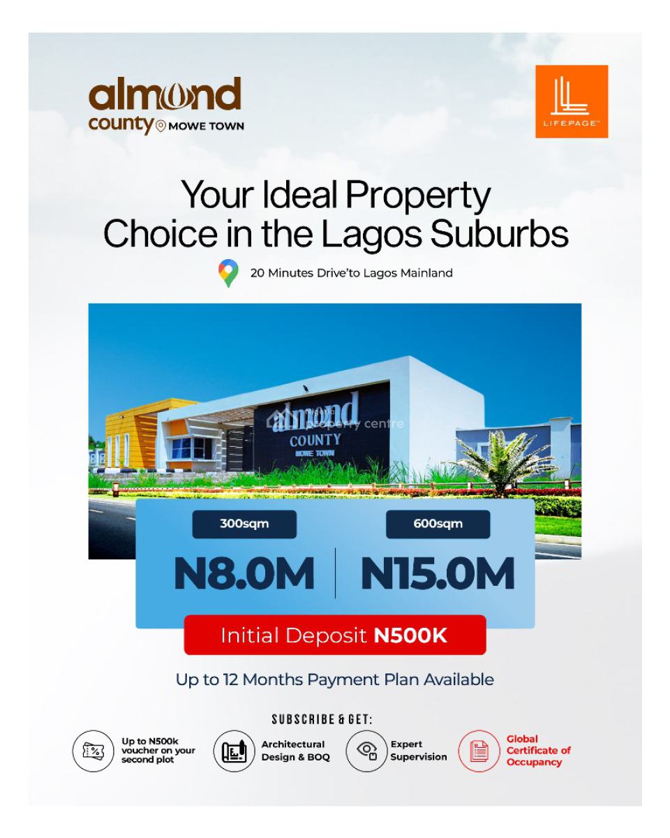 Serviced Plots, Arigbawonwo Road, Mowe Town, Ogun, Residential Land for Sale