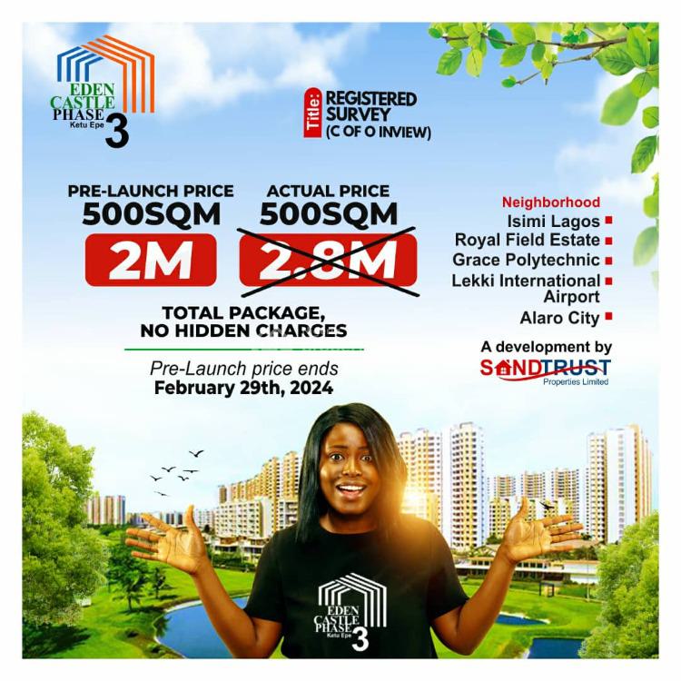 Dry Plots of Land with Registered Survey, Eden Castle Phase 3, Ketu, Epe, Lagos, Residential Land for Sale
