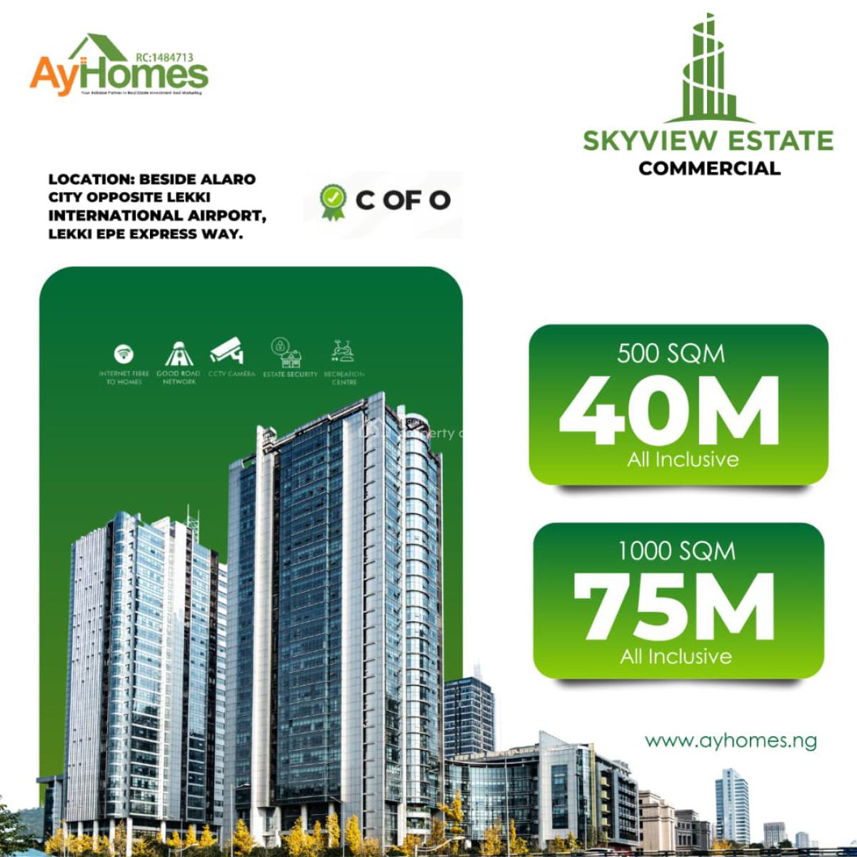 Govt. Approved C of O Title Land, Skyview Estate Alaro City, Epe, Lagos, Commercial Land for Sale