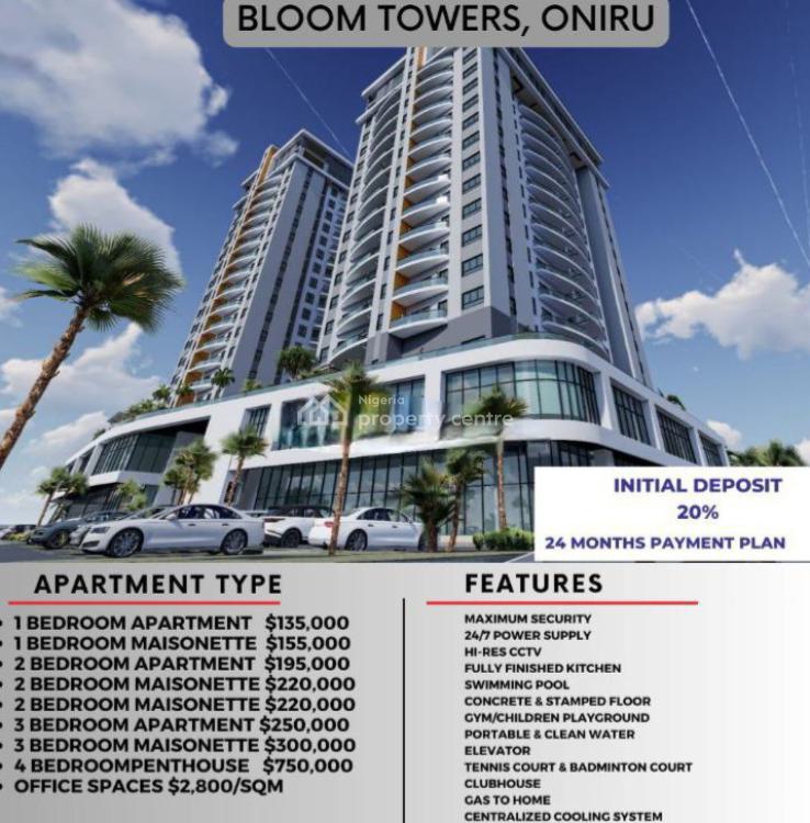 One Bedroom Maisonette Off Plan, Bloom Towers, Oniru, Victoria Island (vi), Lagos, Terraced Duplex for Sale