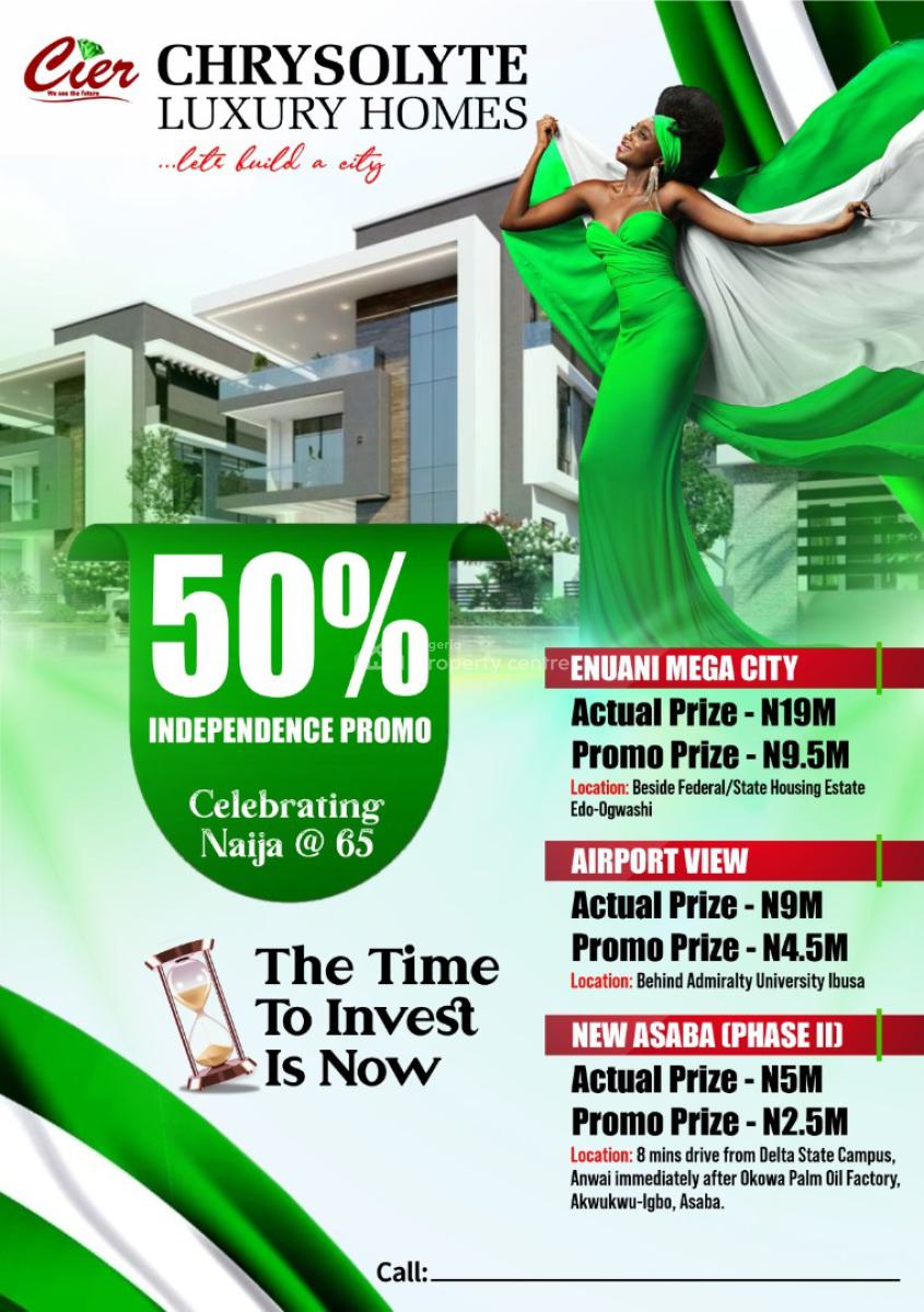 50% Independence Promo on Genuine Land in Asaba, Chrysolite Luxury Homes - Asaba Benin Onitsha Expressway, Asaba, Delta, Residential Land for Sale