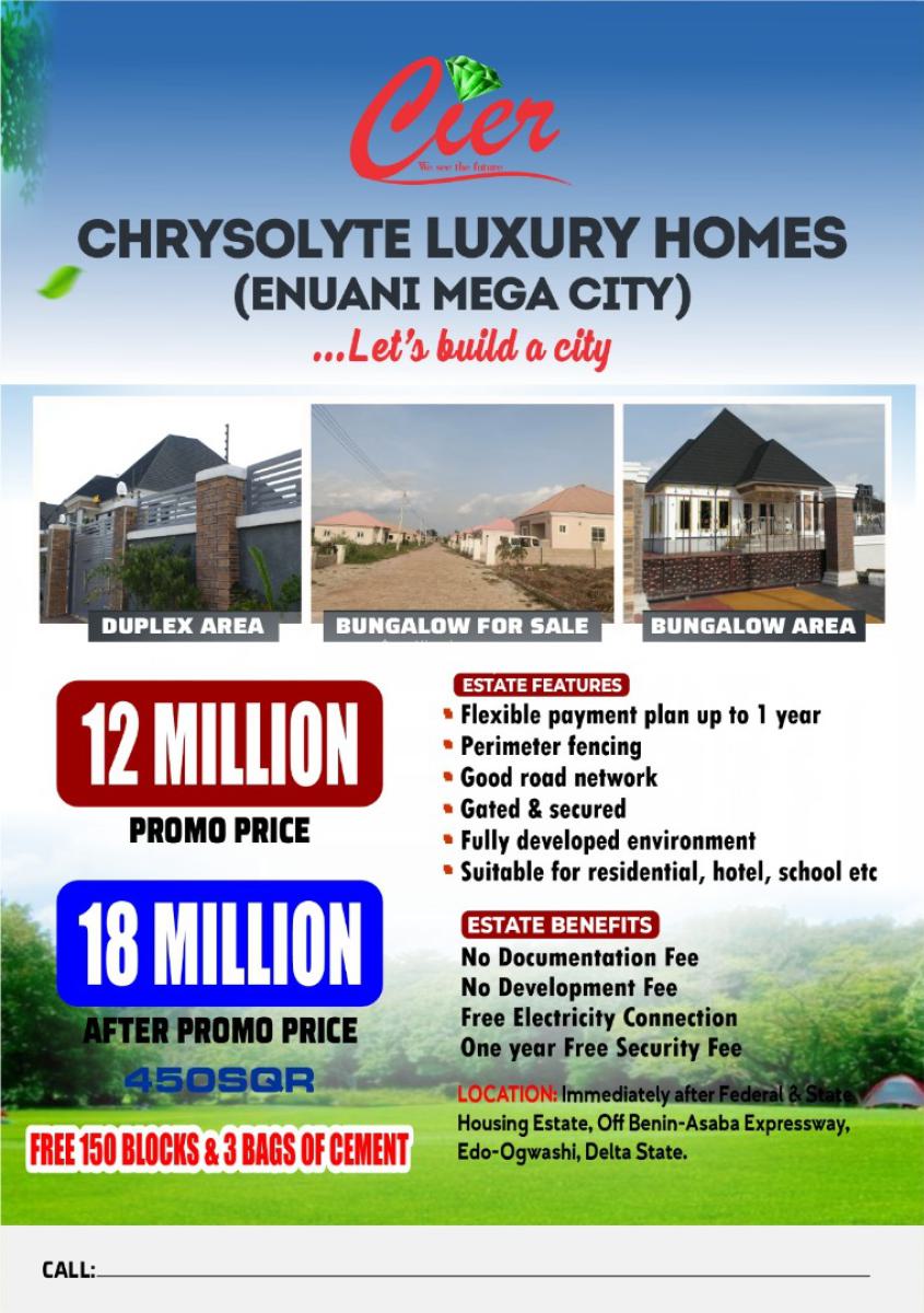 Give Your Family The Gift of Peace-chrysolite Luxury Homes Asaba., Chrysolite Luxury Homes, Asaba Benin - Onitsha Expressway, Asaba, Delta, Residential Land for Sale