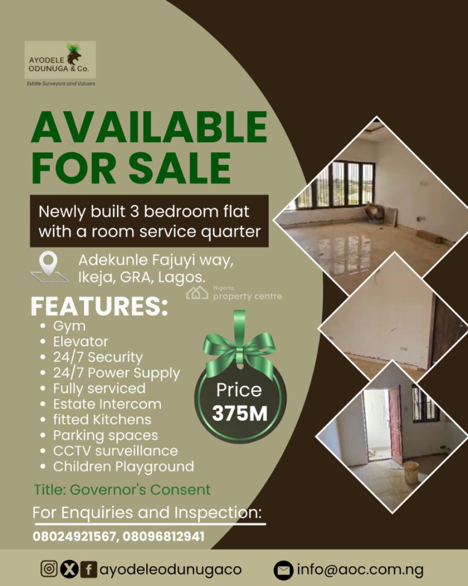 3 Bedroom Flat with a Room Service Quarter, Adekunle Fajuyi Way,, Ikeja Gra, Ikeja, Lagos, Flat / Apartment for Sale