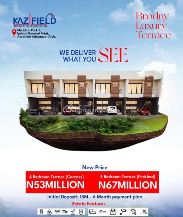 All En-suite Luxurious 4 Bedroom Terrace in a Gated and Secured Estate, Brodny Luxury Estate, Lekki Expressway, Lekki, Lagos, Terraced Duplex for Sale