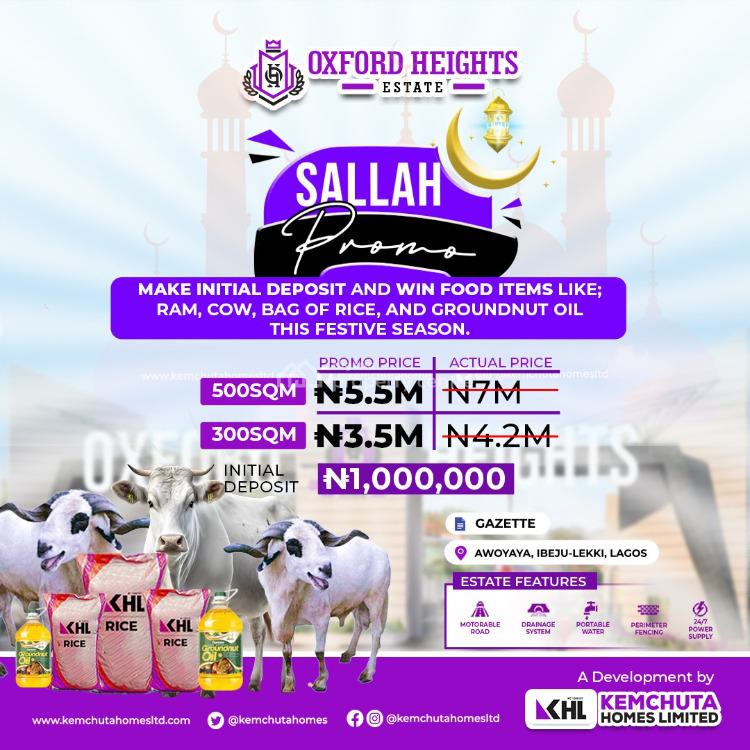 a Beautiful Estate Land, Oxford Heights Estate, Awoyaya, Ibeju Lekki, Lagos, Residential Land for Sale