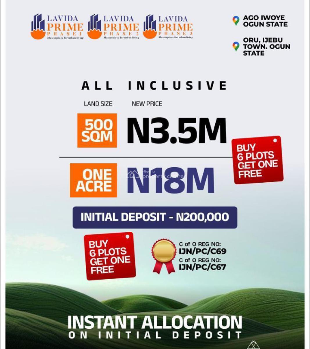 C  of 0 File No Land Facing Road, Lavida Prime Estate Phase 2, Idagolu Road, Ago-iwoye, Ijebu Ode, Ogun, Mixed-use Land for Sale