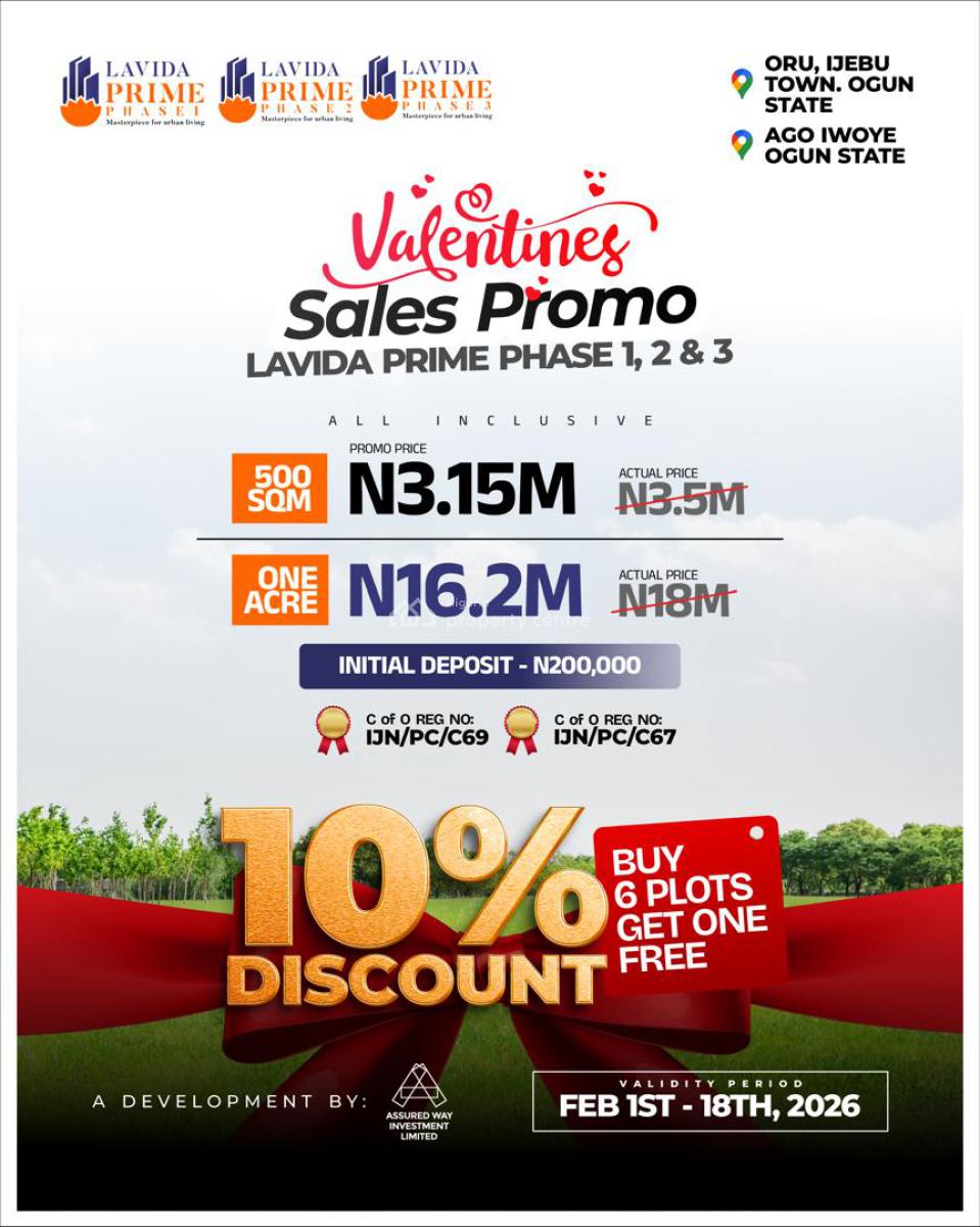 10% Promo C  of 0 File No Land Facing Road, Lavida Prime Estate Phase 2, Idagolu Road, Ago-iwoye, Ijebu Ode, Ogun, Mixed-use Land for Sale