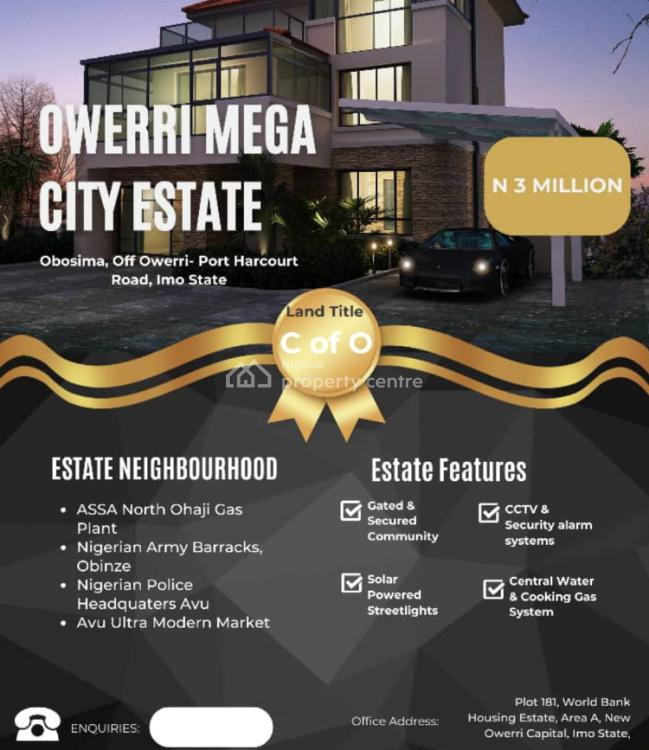 C of O Estate Very Close to The Road, Mega City Estate ,obosima, Owerri West, Imo, Mixed-use Land for Sale