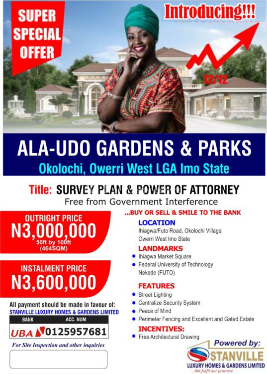 Government Approved Estate Near Major Road, Alaudo Gardens & Parks Ihiagwu/futo Road Okolochi Village, Owerri West, Imo, Mixed-use Land for Sale