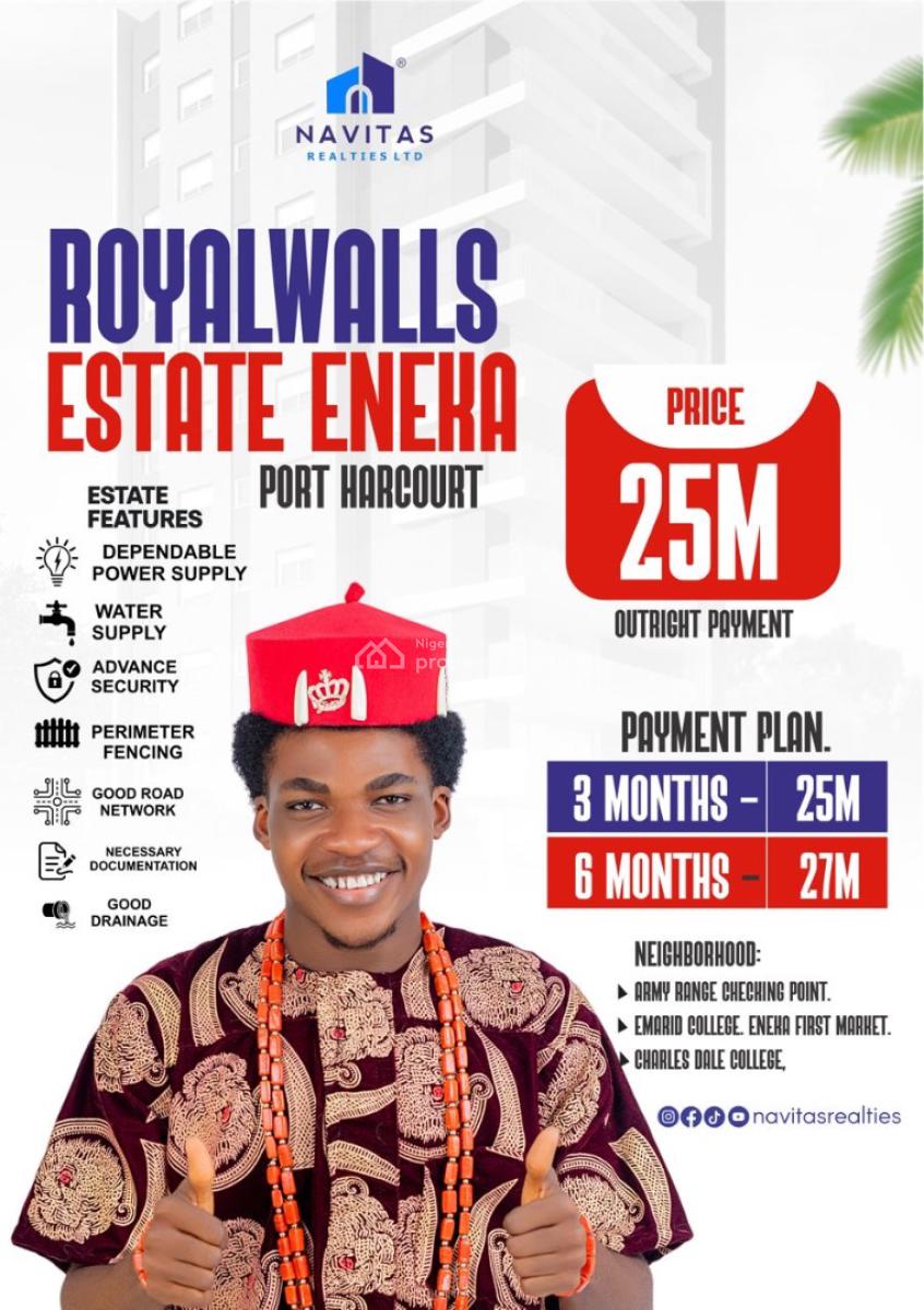 Plots of Estate Land, Royal Walls Estate, Behind Emerid College, Eneka, Port Harcourt, Rivers, Residential Land for Sale