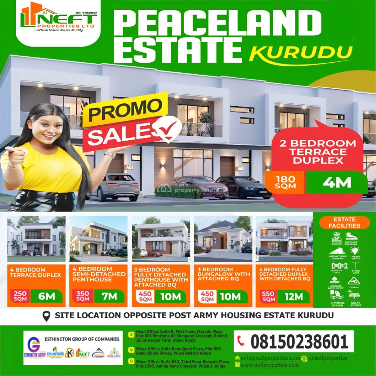 Land for Four Bedrooms Terraced Duplex in a Developing Estate, Peaceland Estate, Post Army Housing Estate, Kurudu, Abuja, Residential Land for Sale