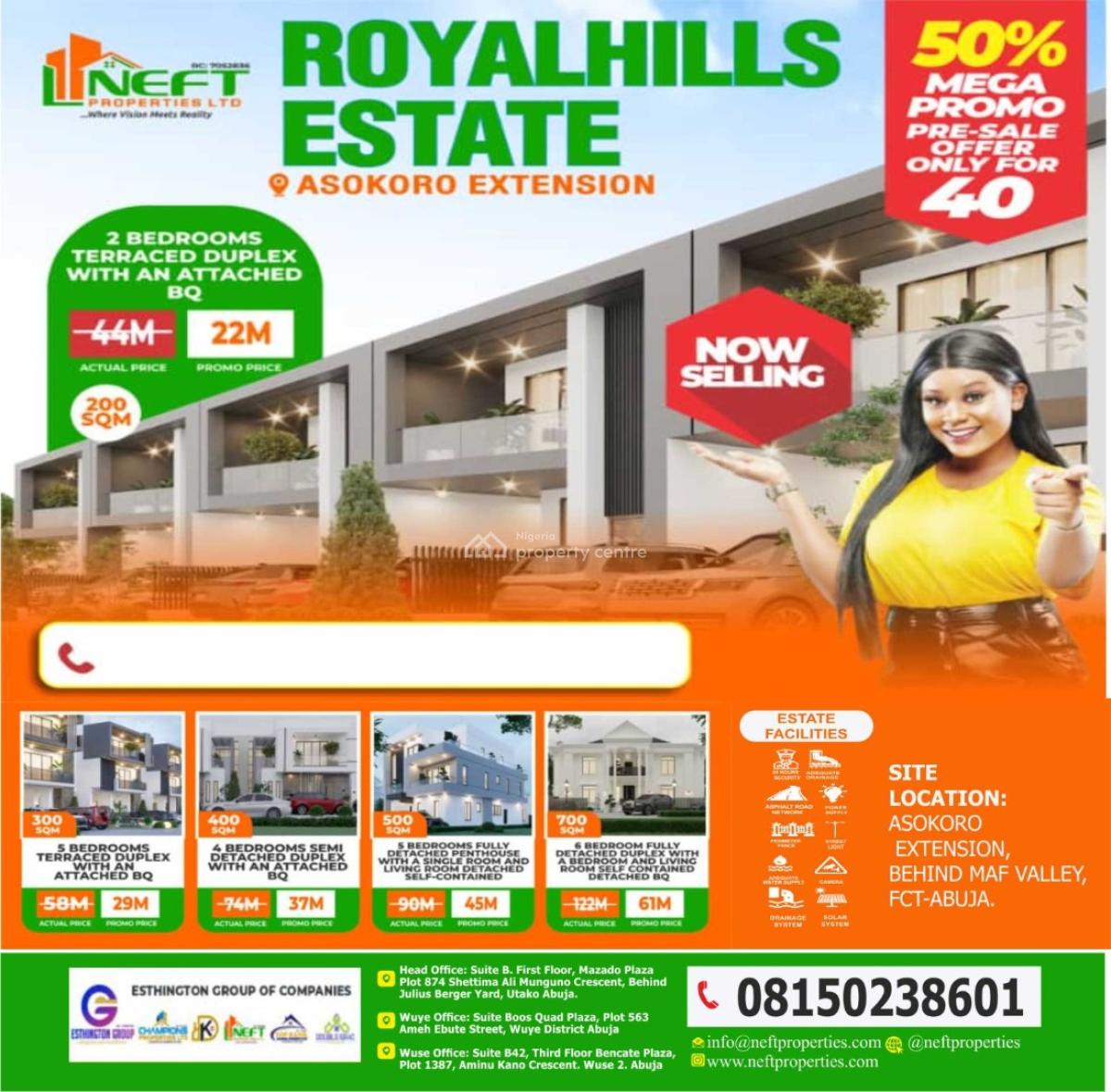 Luxury 2 Bedroom Terrace Duplex with Bq ,, Royal Hills Estate, Behind Naf Valley Estate, Asokoro Extension, Asokoro District, Abuja, Residential Land for Sale