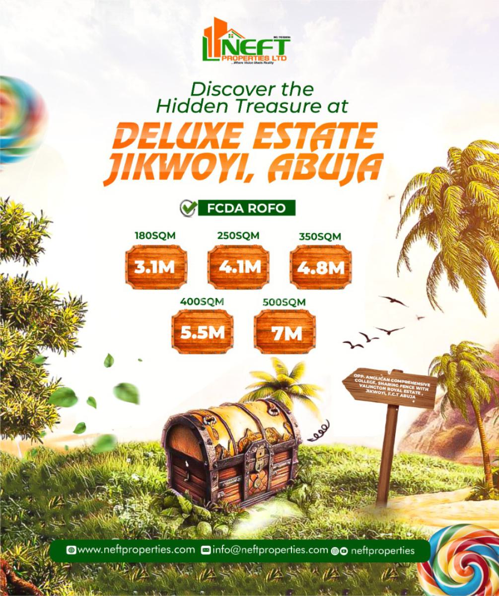 Land for 4 Bedrooms Fully Detached Duplex with Detached Bq, Deluxe Estate, Phase 5, Jikwoyi, Abuja, Residential Land for Sale