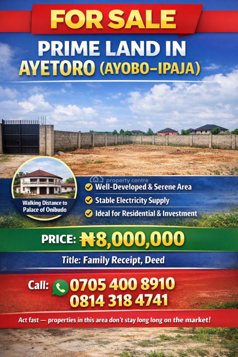 Perfectly Shaped Land, Fenced and Gated, Ayetoro - Itele, Ayobo, Lagos, Mixed-use Land for Sale