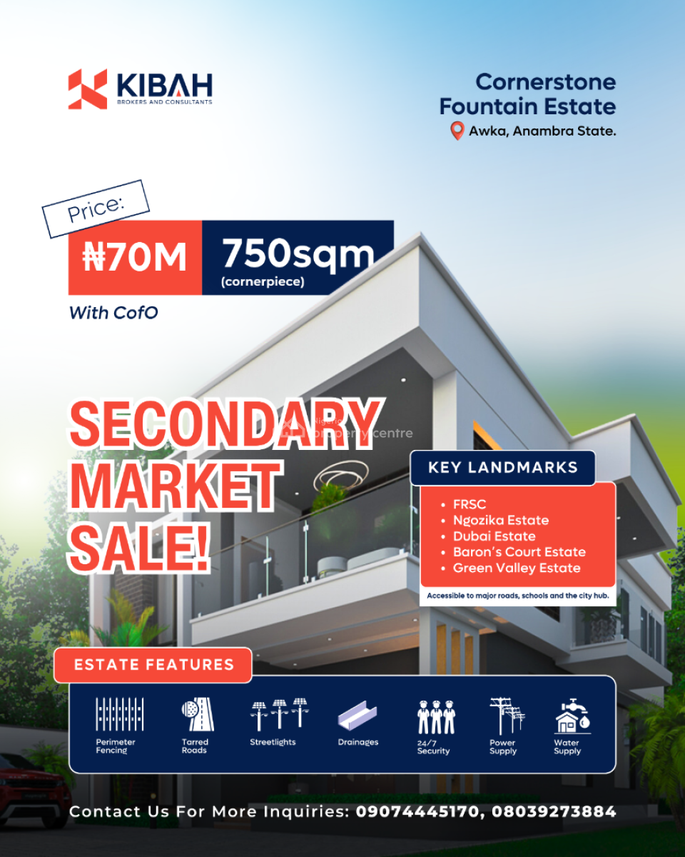 Plot of Land, Cornerstone Fountain Estate, Awka, Anambra, Mixed-use Land for Sale