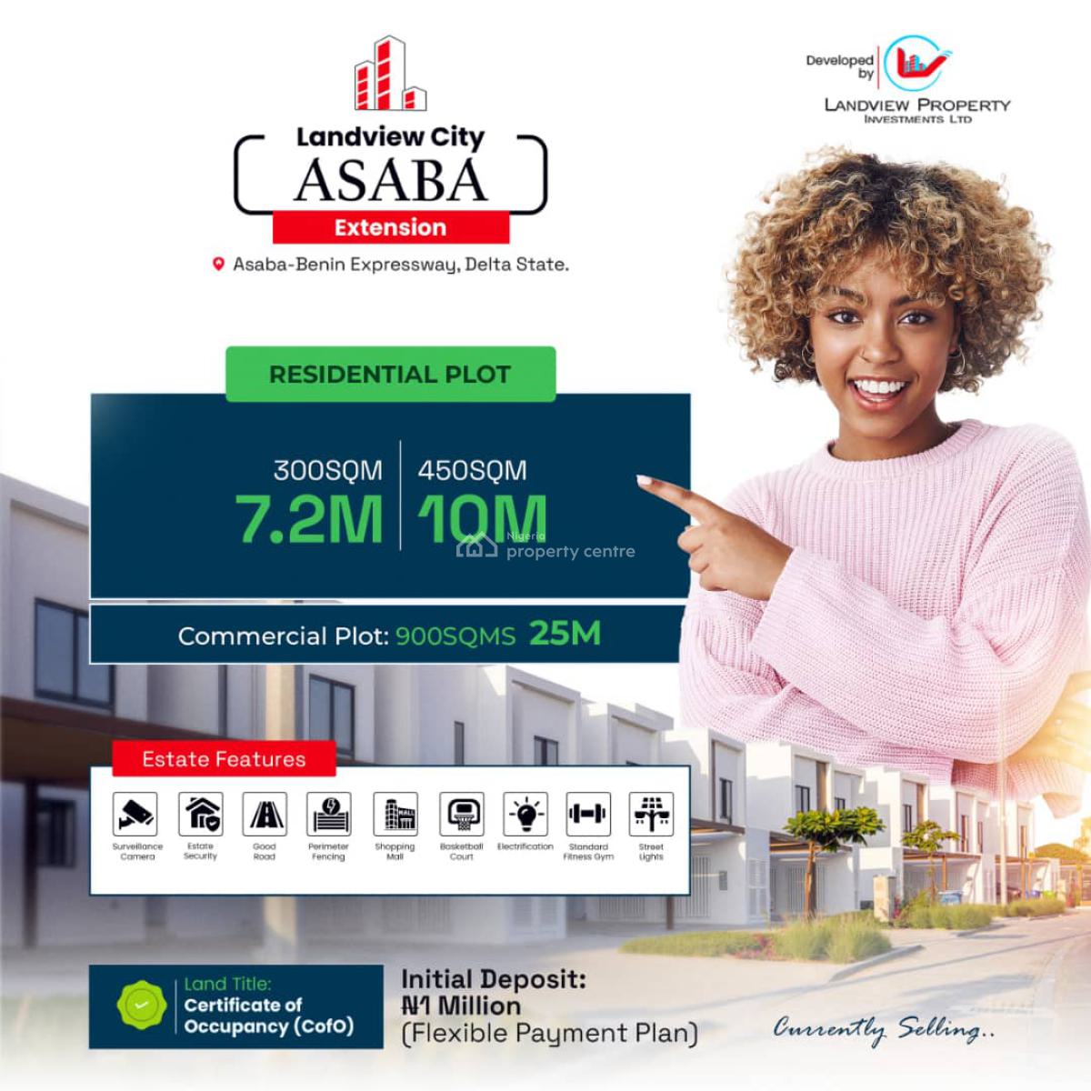 Land with Certificate of Occupancy Facing The Road on Promo, Landview City Estate, Off Asaba International Airport, Asaba, Delta, Residential Land for Sale