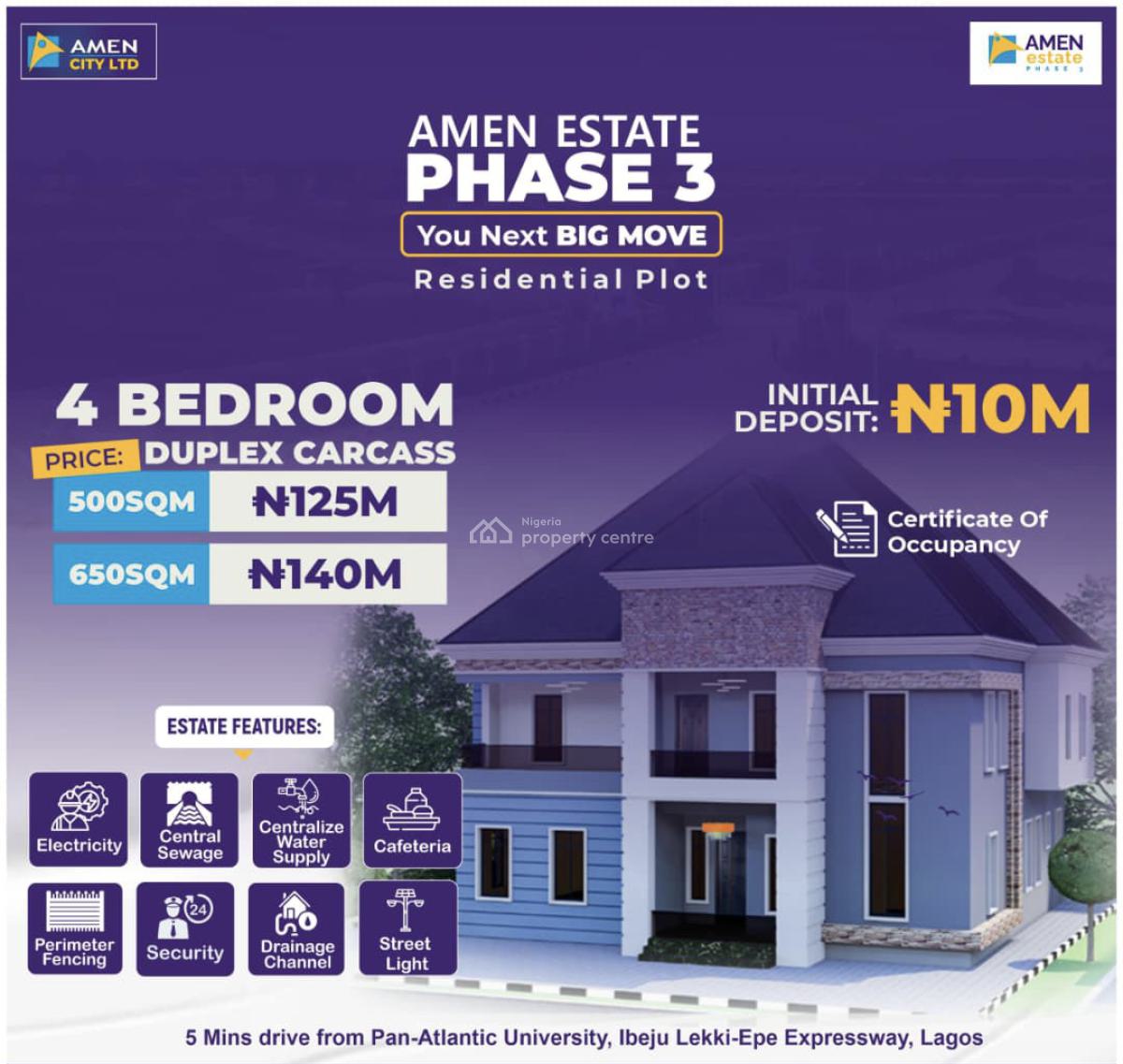 Luxury 4 Bedroom Detached Carcass Duplex + Bq with Excellent Finishing, Amen Estate Phase 3, Ibeju Lekki, Lagos, Detached Duplex for Sale