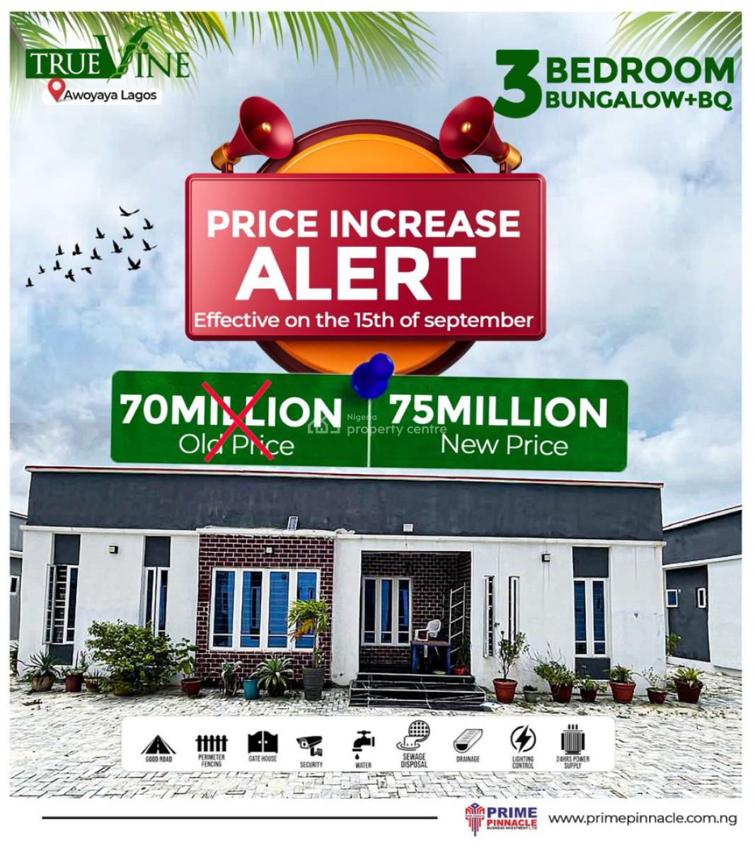 3 Bedrooms Bungalow in a Lovely and Secured Estate, Trueview Estate Bungalow, Oribanwa, Ibeju Lekki, Lagos, Detached Bungalow for Sale