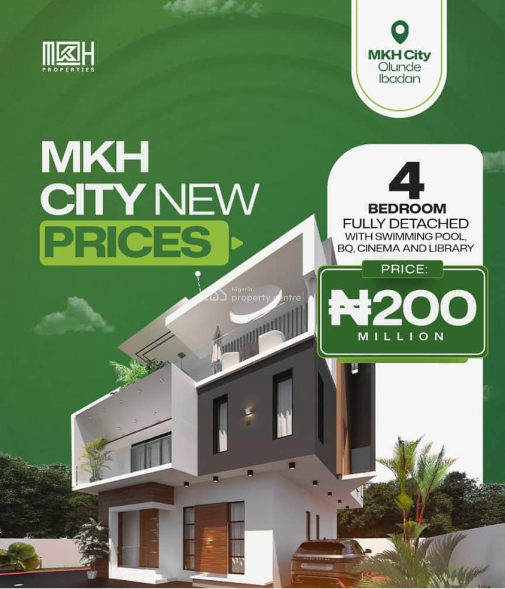 4 Bedrooms Fully Detached Duplex  + Swimming Pool+ Bq+cinema, Library, Olunde Scheme Academy Off Lagos Lbadan Express Way, Ibadan, Oyo, Detached Duplex for Sale