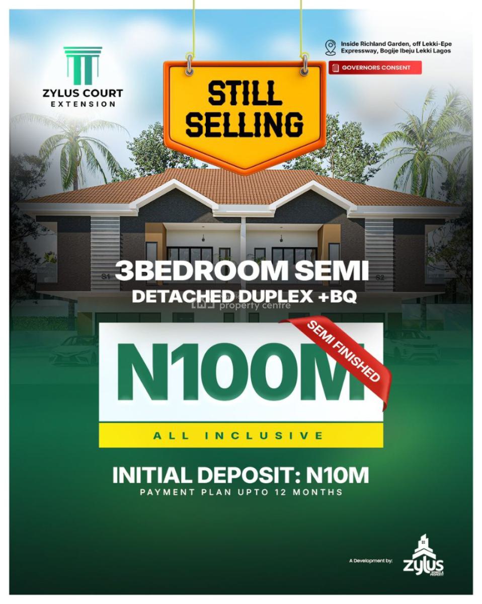 3 Bedrooms Semi Detached Duplex, Richland Court Estate Off Lekki Epe Express Way, Bogije, Ibeju Lekki, Lagos, Semi-detached Duplex for Sale