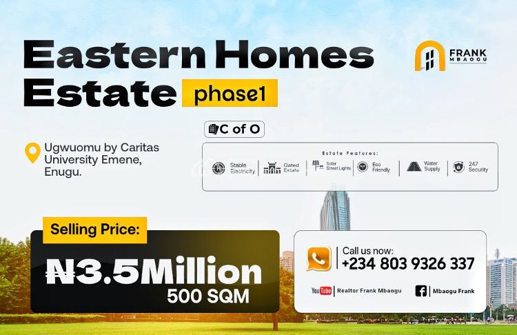 The Cheapest Cofo Estate Land, Eastern Homes Estate, Phase 1 By Cariters University, Ugwuomu Emene, Enugu, Enugu, Residential Land for Sale