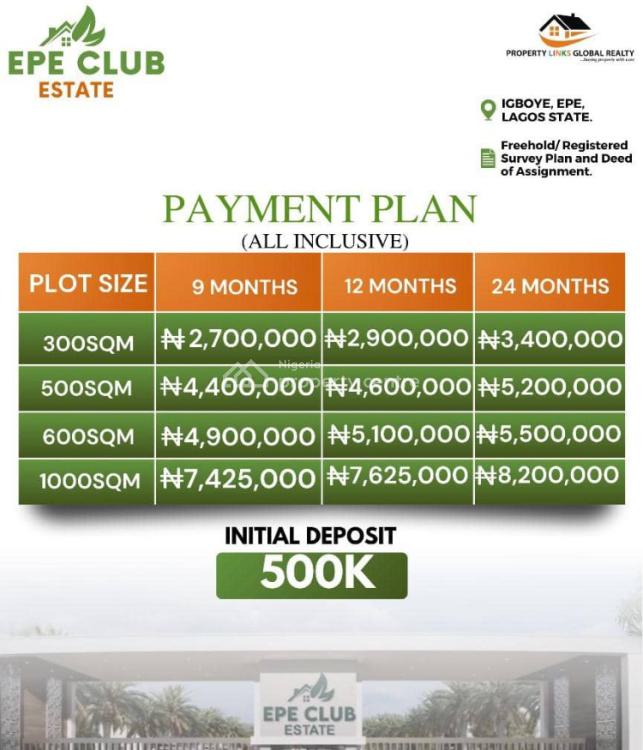 Land with Registered Survey, Directly Facing The Express, Epe Club Estates, Epe, Lagos, Residential Land for Sale