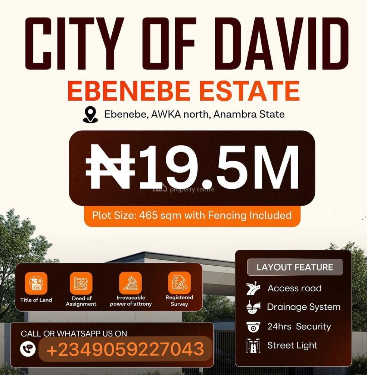 Premium Buy and Build Land, City of David, Ebenebe, Awka, Anambra, Residential Land for Sale
