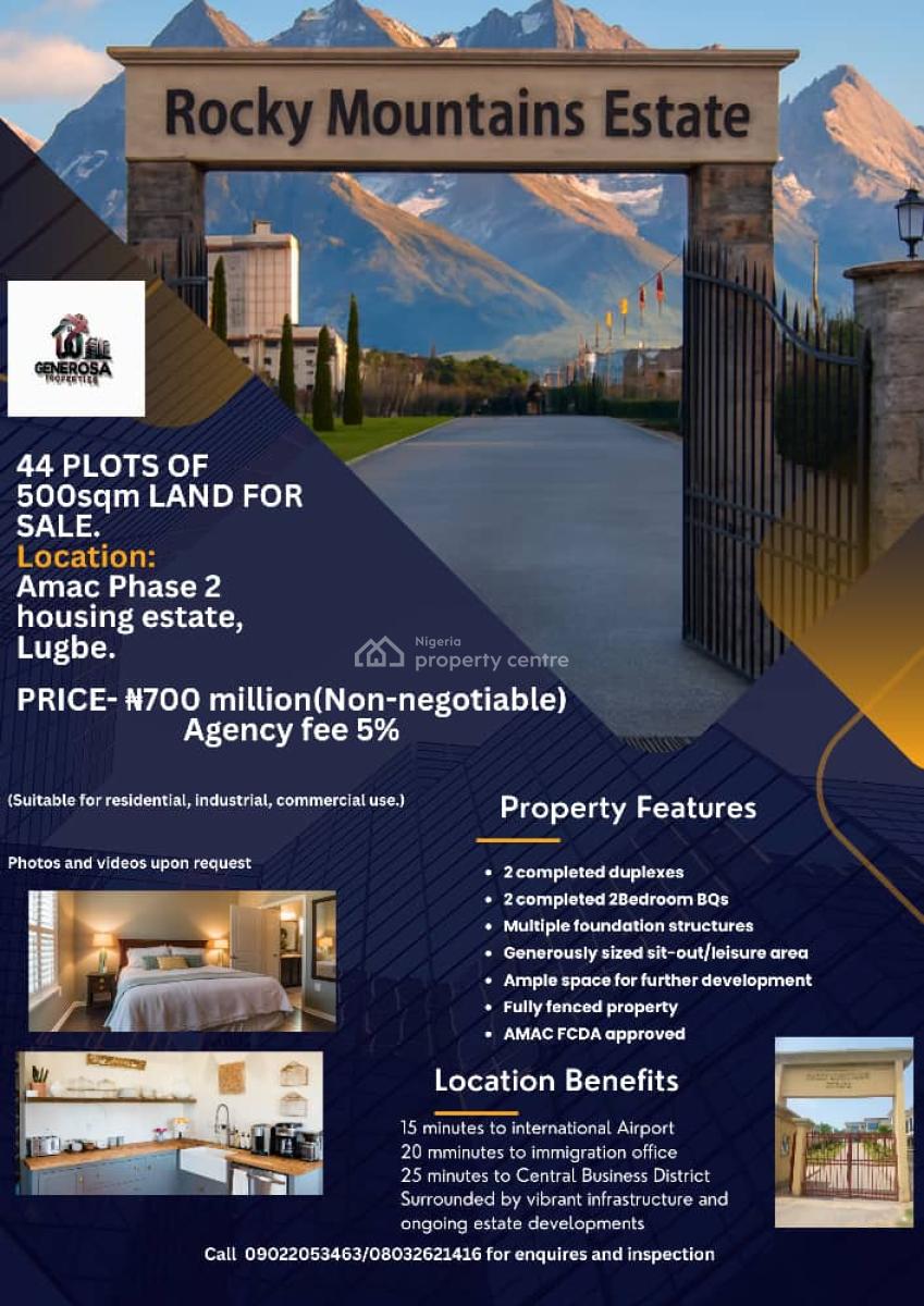 44 Plots of Land with Perimeter Fencing, Amac Phase 2 Housing Estate., Lugbe District, Abuja, Mixed-use Land for Sale