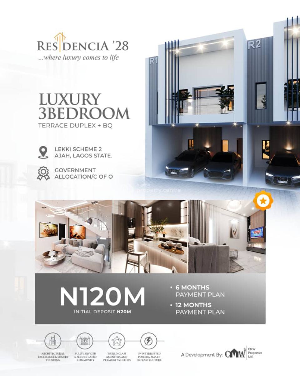 Luxury 3 Bedroom Duplex + Bq, Lekki Scheme 2, Ajah, Lagos, Terraced Duplex for Sale