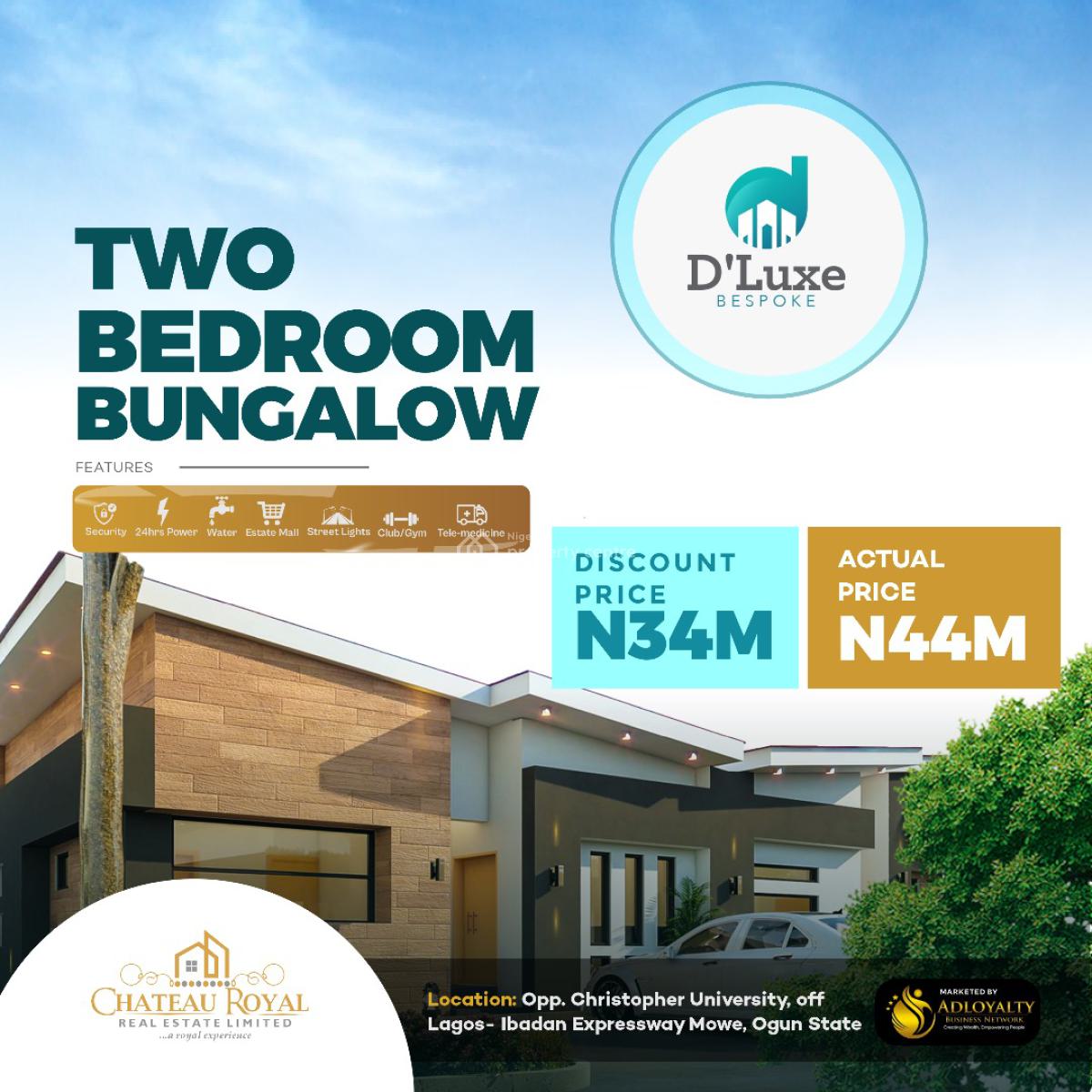 2 Bedrooms Semi Detached Bungalow, D,lux Bespoke  Opp Christopher University,after Remption Camp Mowe, Mowe Town, Ogun, Block of Flats for Sale