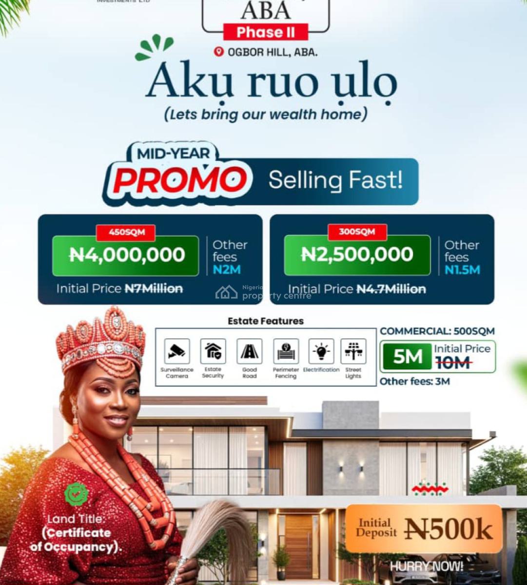 100% Dry Land with Instant Allocation, Landview Citi 20min Drive From National Institute of Nigerian Language, Aba, Abia, Residential Land for Sale