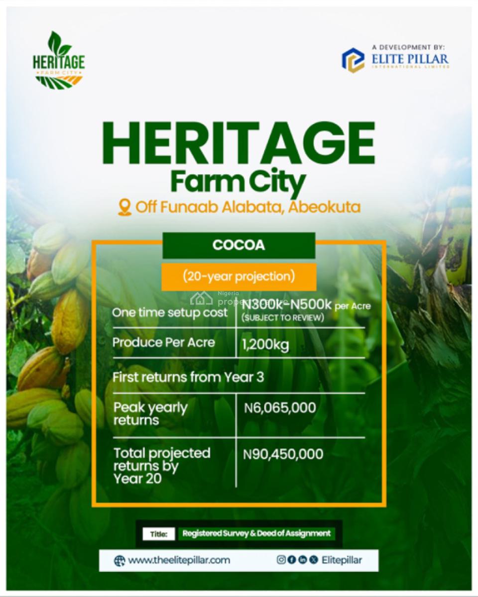 Get a Cheap Verified Property, 100% Dry for Agricultural Purpose., Abeokuta South, Ogun, Land for Sale